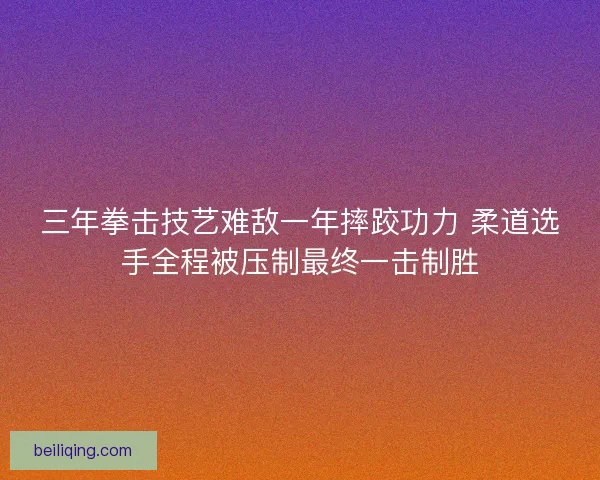三年拳击技艺难敌一年摔跤功力 柔道选手全程被压制最终一击制胜 三年拳击技艺难敌一年摔跤功力 柔道选手全程被压制最终一击制胜