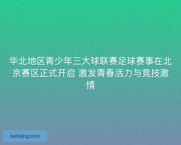 华北地区青少年三大球联赛足球赛事在北京赛区正式开启 激发青春活力与竞技激情