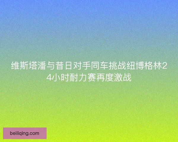 维斯塔潘与昔日对手同车挑战纽博格林24小时耐力赛再度激战