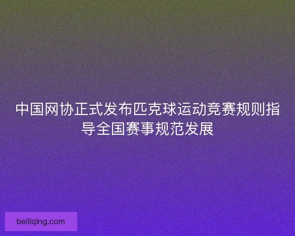 中国网协正式发布匹克球运动竞赛规则指导全国赛事规范发展 中国网协正式发布匹克球运动竞赛规则指导全国赛事规范发展