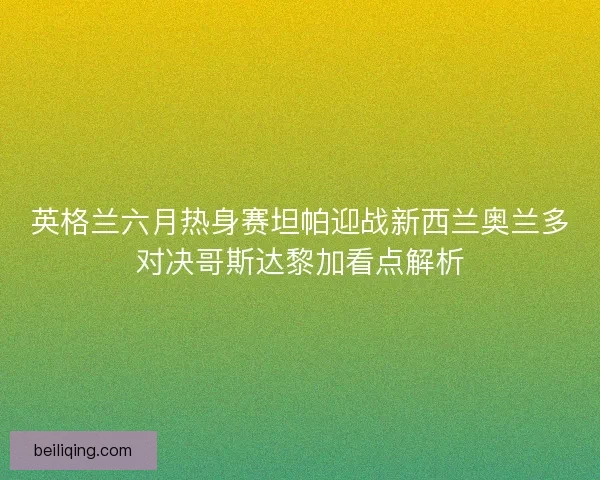 英格兰六月热身赛坦帕迎战新西兰奥兰多对决哥斯达黎加看点解析